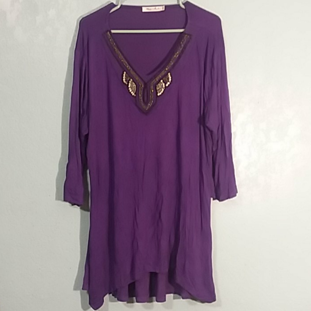 3 xl white mark long flowy tunic purple